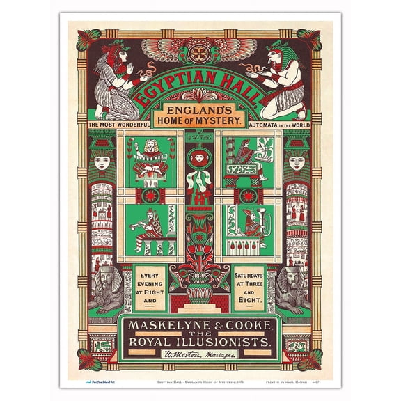 Egyptian Hall - England’s Home of Mystery - Vintage Magic Poster c.1875 - Master Art Print (Unframed) 9in x 12in