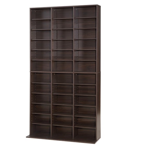 KFFKFF 12-Tier Media Storage Cabinet, 40.08 x 9.09 x 71.26 in Organizer for DVDs, CDs, Books, and Games, Ideal for Living Room, Home Office, or Recording Space