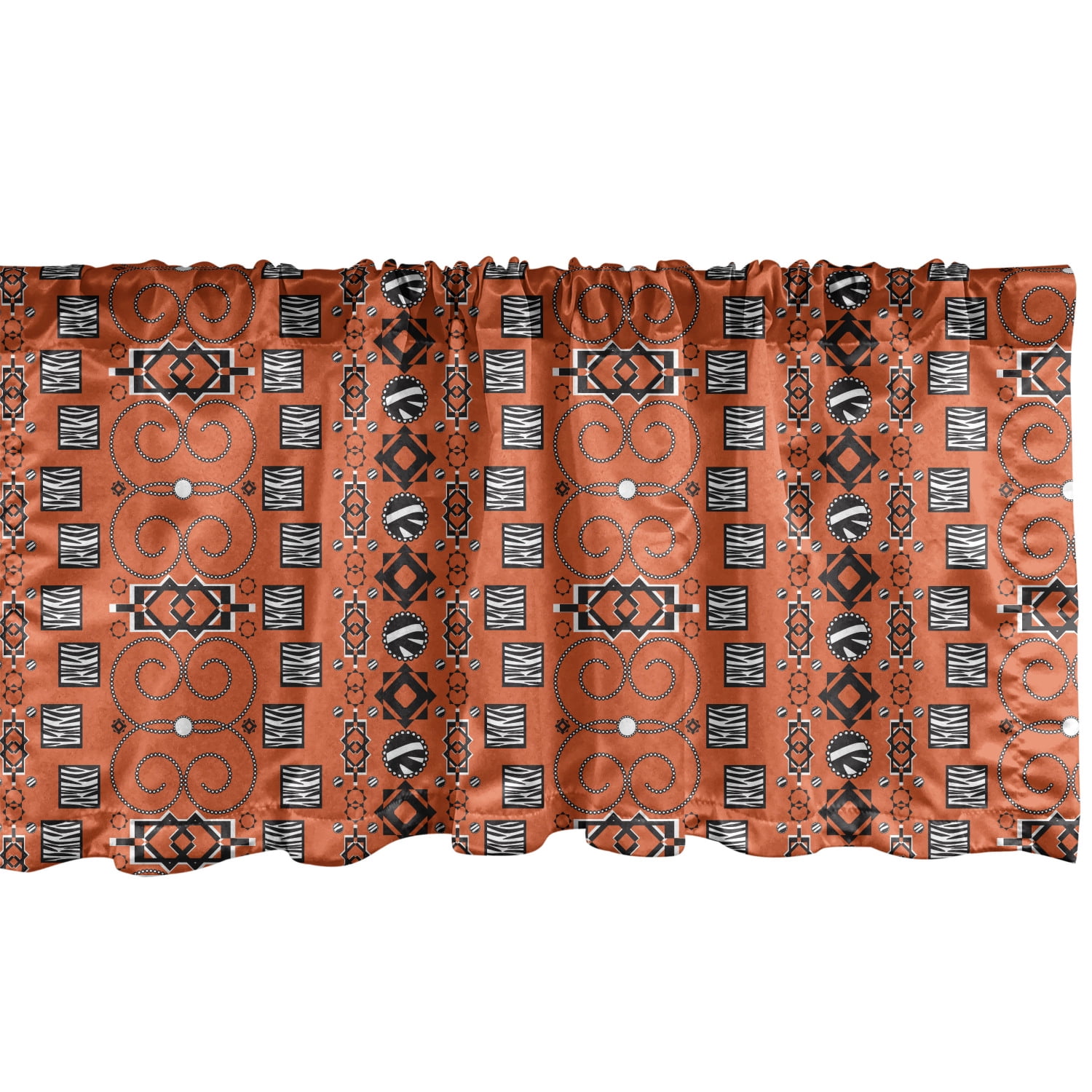 Ambesonne African Window Valance, Pattern with Traditional Ornamental