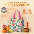 thumbnail image 5 of Pioneer Flower Floral Print Pattern Insulated Lunch Bag for Women & Adults,Large Portable Soft Cooler Lunch Bag,Thermal Food Storage Tote with Pearl Cotton,8.66L,8.75x5.75x9.5 Inch, 5 of 6