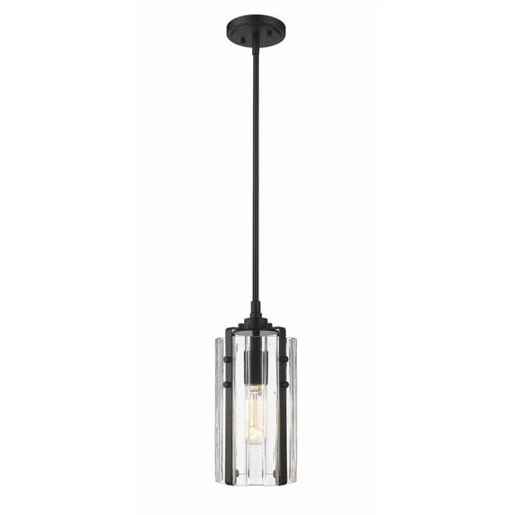 3036MP-MB-Z-Lite-Alverton - 1 Light Mini Pendant In Industrial Style-12 Inches Tall and 5.5 Inches Wide-Matte Black Finish