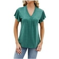 thumbnail image 1 of Hauts de Mode pour Femmes Imprimé Manches Courtes Blouse Col Rond T-Shirt Amusant, 1 of 4
