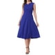 thumbnail image 1 of Vestidos de cuello en V con muesca INSPIRE CHIC para mujeres, vestido elegante de oficina A-Line con bolsillos S azul real, 1 of 6