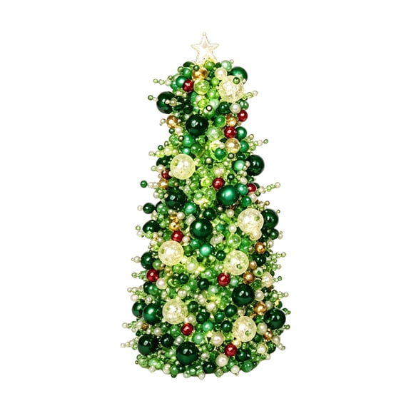 Mini Christmas Tree Handmade Beaded Tabletop Christmas Decor for Mantel Shelf Desktop Family Christmas Diy Kit
