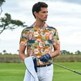 thumbnail image 6 of Balery Retro Summer Stamp Printed Men’s Short Sleeve Polo Shirt, Midweight Men's Shirt,Golf Polo shirts -4X-Large, 6 of 9