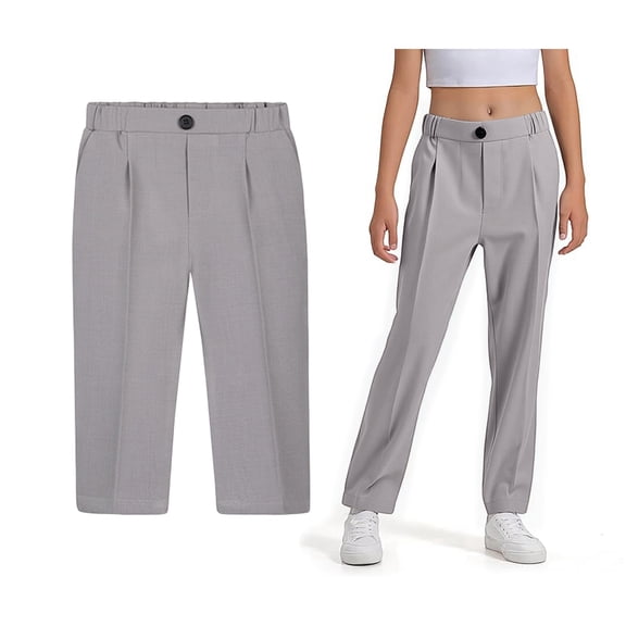 Uniform Pants Girls Dress Pants High Stretchy Stretch Pants with Pockets Tween Grey Pants Back To School Pants for Tweens 12-13 Years