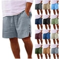thumbnail image 7 of Men Casual Solid Side Split Pocket Elastic Waist Straight Half Shorts Pants Sport Pants, 7 of 7