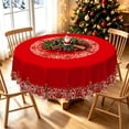 thumbnail image 2 of Duangreer Retro Red Christmas 70''Round Tablecloth, Hand Drawn Xmas Tree Print Waterproof Tablecloths for Party, Dining, Indoor and Outdoor, 2 of 6