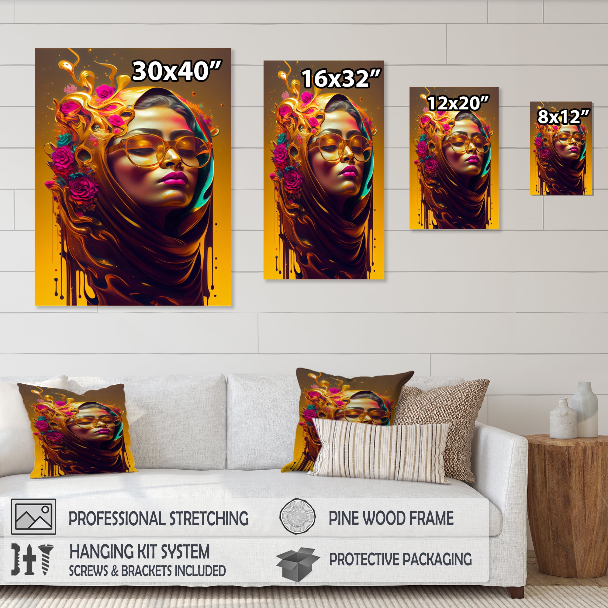 Designart Stylish Arabic Woman With Floral Hijab IX Canvas Wall Art