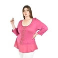 thumbnail image 2 of Blusa con detalle de encaje Roman Fashion /Tallas Extras, 182 (Magenta) fucsia oscuro 42, 2 of 5