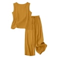 thumbnail image 4 of 2 Piece Sets for Women Summer Outfits Beach Vacation Clothes Wide Leg Crop Pants Yellow XL(XL), 4 of 6