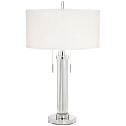 Possini Euro Design Cadence Modern Table Lamp 30 Tall Glass Column White Shade for Bedroom Living Room Bedside Nightstand Office Family House Home