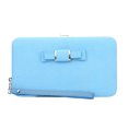 thumbnail image 1 of Hukapapa Monedero de mujer con lazo, estuche largo para lápices, monedero, bolso para teléfono móvil para mujer, azul, 1 of 5
