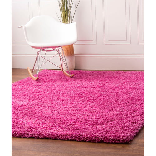 Bacati Mix N Match Large Dots Nylon High Pile Plush Rug Pink/Fuschia 24 X 36