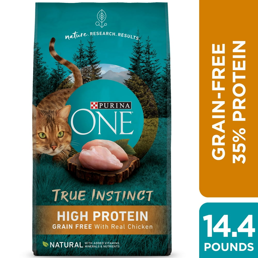 Purina ONE Natural, High Protein, Grain Free Dry Cat Food, True Instinct With Real Chicken, 14.4