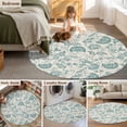 thumbnail image 6 of Farmhouse Turquoise Floral Washable Round Area Rug 8 ft, Linen Boho Flower Rustic Country , Soft Non Slip Rugs Stain Repellent Indoor Felt Carpet for Living Dining Room Bedroom Home Office, 6 of 9