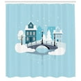 thumbnail image 3 of Ambesonne City Shower Curtain, Winter Season Composition, 69"Wx75"L, Pale Blue Grey White, 3 of 3
