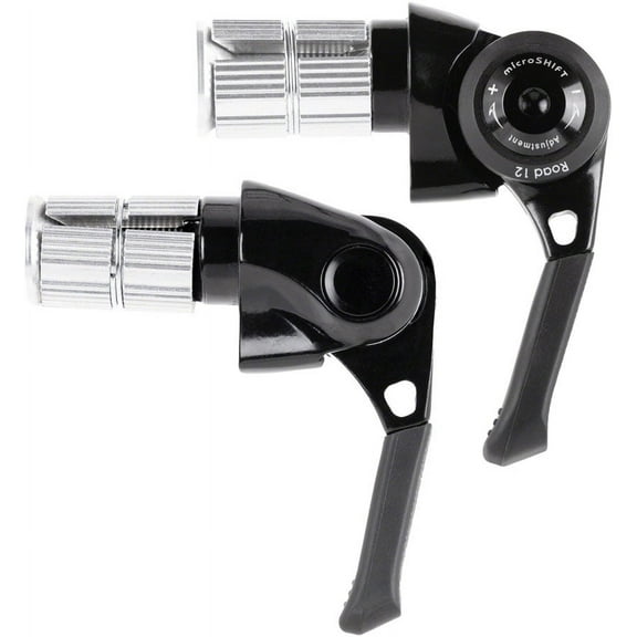microSHIFT BS-A12 Bar End Road Shifter Set - 2x 12-Speed, Shimano 12-Speed Road Compatible, Black