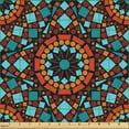 thumbnail image 2 of Ambesonne Orange Mandala Fabric by the Yard Upholstery, Geometrical Folk Art, 5 Yards, Indigo Burgundy and Aqua, 2 of 5