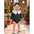 thumbnail image 6 of Cjfdfy Newborn Baby Girl Christmas Romper Plaid Print Long Sleeve Ruffle Lace Collar Romper With Headband Infant Cute My First Christmas Fall Winter Outfits 0-18M, 6 of 10
