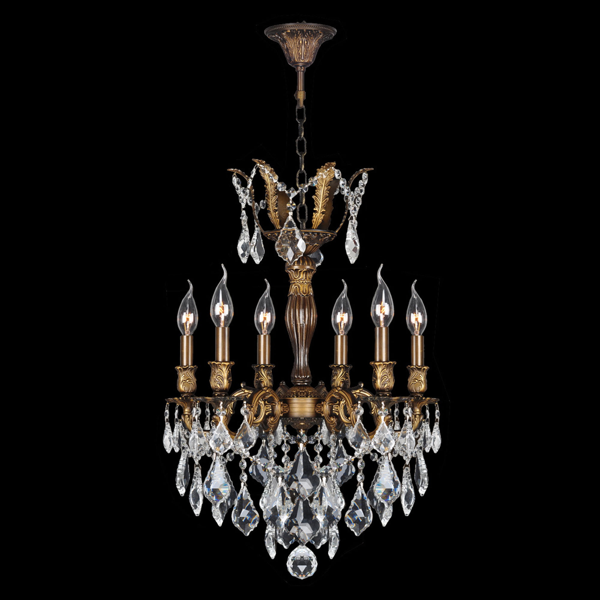 Versailles Collection 6 Light Antique Bronze Finish and Clear Crystal Chandelier 19