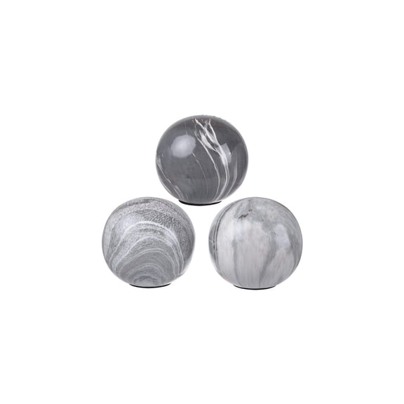 Marble Balls Set 3 - Modern Beige Orbs, Tabletop Decor Sphere, 4 Inch Decorative Balls for Centerpiece