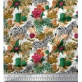 thumbnail image 1 of Soimoi Brown Cotton Duck Fabric Tropical Leaves & Wild Animal Decor Fabric Printed BTY 56 Inch Wide, 1 of 3