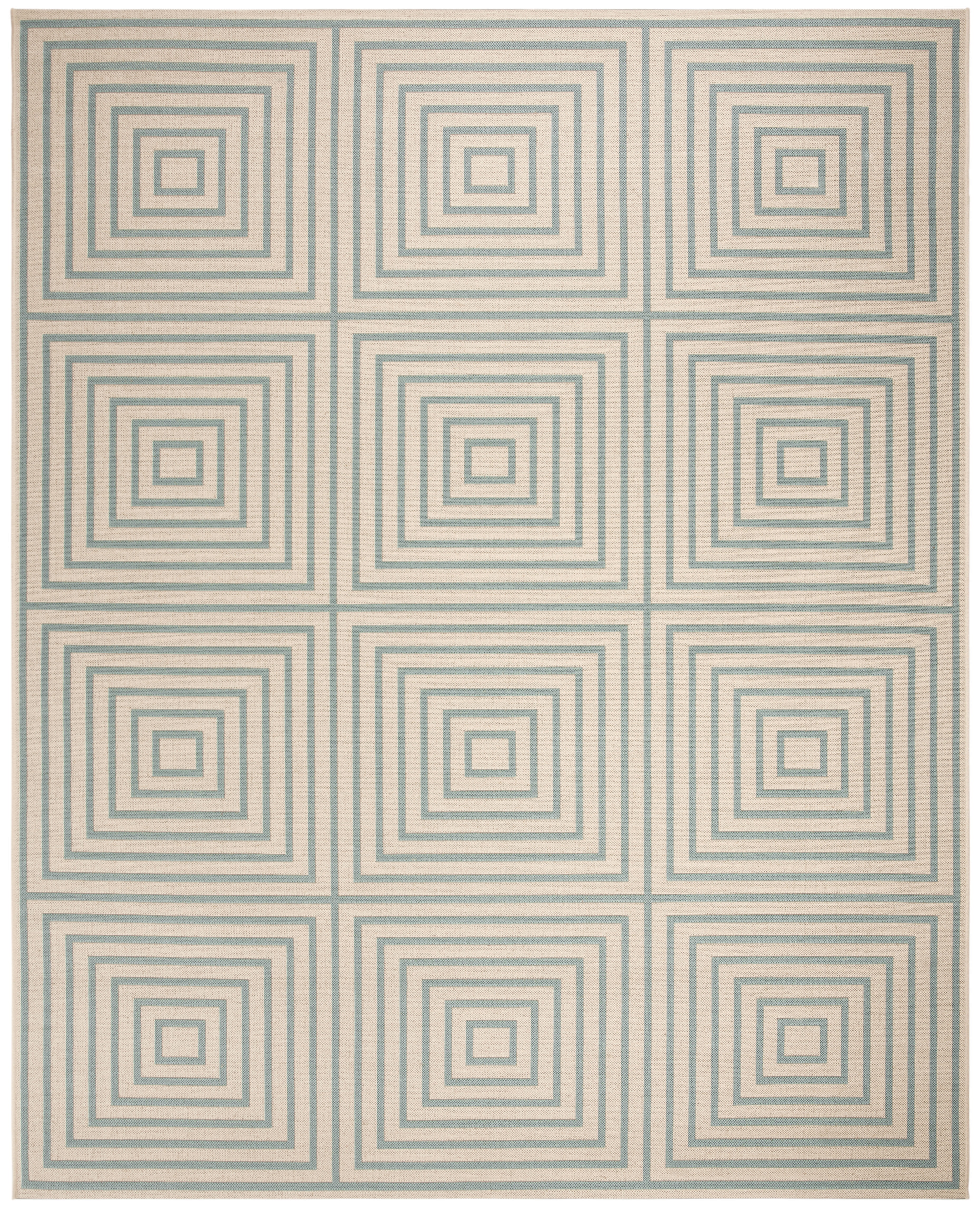 Safavieh Linden Amelia Geometric Indoor/Outdoor Area Rug, Cream/Aqua, 9' x 12'