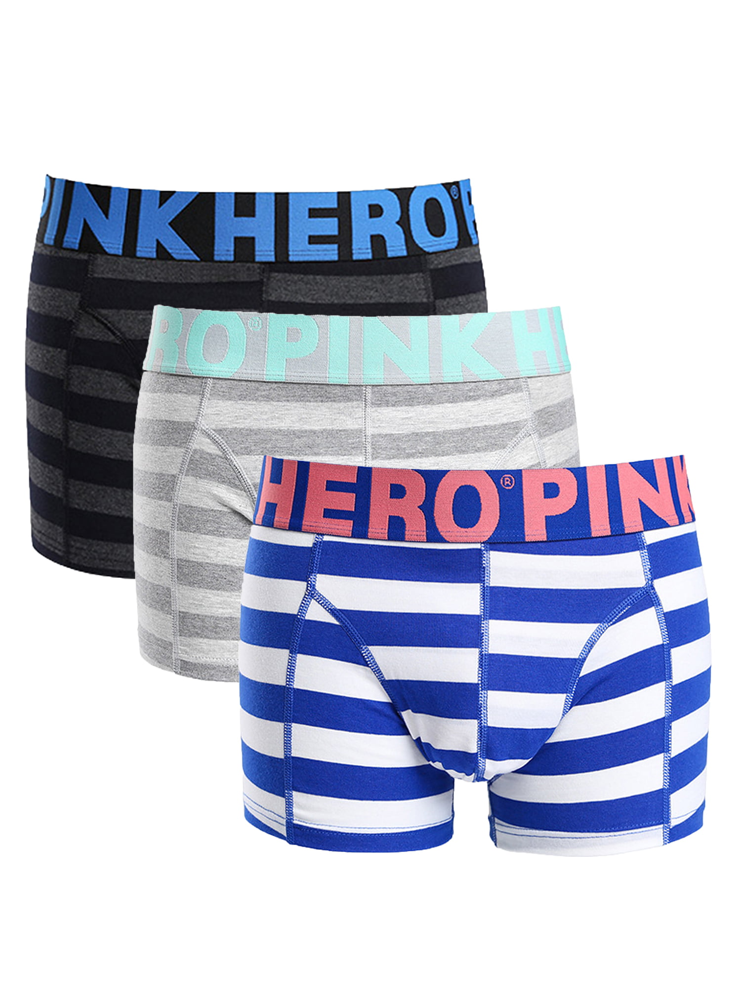 Underwear for Men Pack Striped Boxer Briefs Breathable Trunks Long Leg Boxer Shorts Comfort Stretch Underpants 