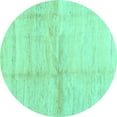 thumbnail image 1 of Ahgly Company Machine Washable Indoor Round Solid Turquoise Blue Modern Area Rugs, 7' Round, 1 of 4