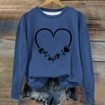 thumbnail image 2 of Women's Casual Crew Neck Graphic Sweatshirts Love Heart Print Long Sleeve Cute Tops Teens Girls Casual Spring T Shirts(Blue,M), 2 of 5