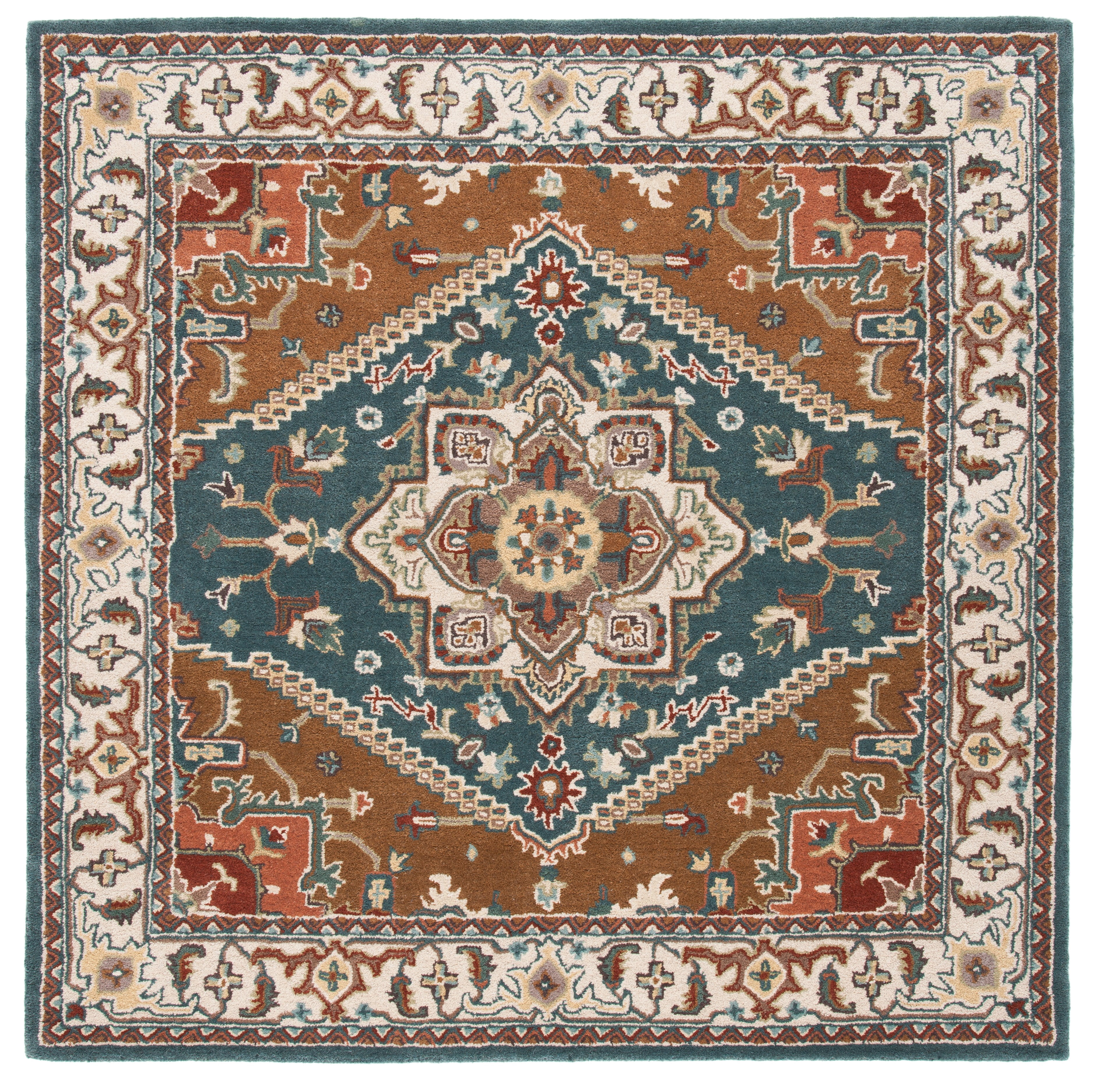 Safavieh Heritage York Oriental Wool Area Rug, Dark Green/Brown, 6' x 6' Square