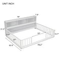 thumbnail image 5 of Full Floor Bed with Bookcase and Shelves, Wood Montessori Floor Bed Frame with Guardrails for Boys, Girls, White, 5 of 7