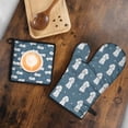 thumbnail image 5 of Poodle Dog and Footprint Kitchen Oven Mitt and Pot Holder Sets 2 Pcs for Baking, Cooking and Grilling, Heat Resistant Up To 392 °F, 5 of 7
