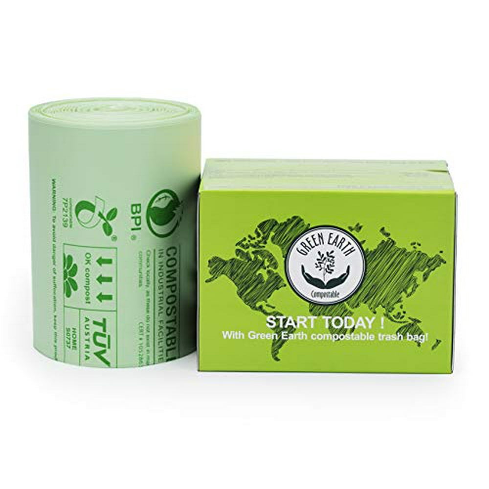 Green Earth Compostable Biodegradable Tall Kitchen Trash Bags,Food