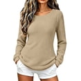 thumbnail image 2 of Women's Plush Fleece Pullover Sweater, Loose Fit Crewneck Long Sleeve Fuzzy Top, Soft Cozy Casual Sweatshirt for Fall Winter Daily Wear Khaki, 2 of 6