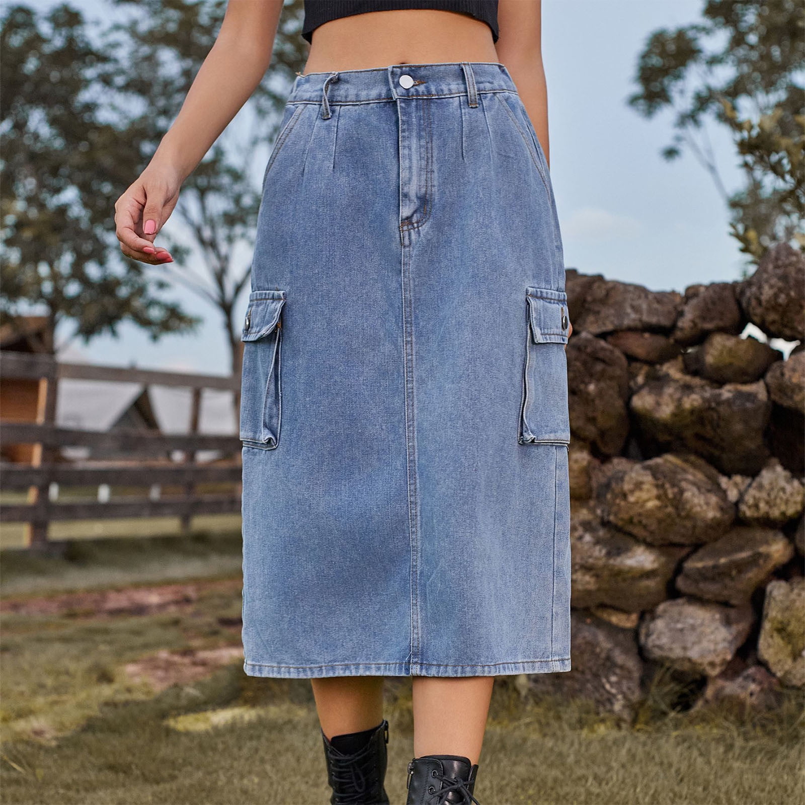 Blue cargo skirt hotsell