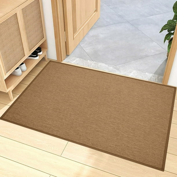 Tapete de entrada (1 unidad), alfombra absorbente y antideslizante para porche o exteriores, tapete de secado rápido y resistente a la suciedad para la entrada del hogar (marrón).