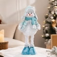 thumbnail image 4 of Blue snowman Standing Figure, Telescoping Christmas Doll Decor, Vintage Plaid Fabric Stretchable Figures, for Xmas Tree Home Party Festive Decor Christmas New Year Gift, Holiday Display Collection, 4 of 7