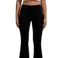 thumbnail image 3 of Women'S Flare Skinny Pants Fold over Leggings Bell Bottom Slim Fit Yoga Pants Y2k Joggers Black L, 3 of 8
