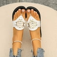 thumbnail image 5 of LOVZFMLL Flat Sandals for Women 2025 Summer Fashion Metal Vacation Beach Flip Flops Thong Casual Outdoor Slippers White 5.5, 5 of 5
