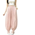 thumbnail image 4 of BOOMNY Girl's Baggy Harem Pants Wide Leg Pants for Kids Trendy Elastic Waist Solid Lightweight Trousers With Pockets, 4 of 4