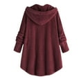 thumbnail image 2 of outfmvch cardigan for women plus size button plush hooded loose cardigan wool coat winter jacket womens tops womens sweaters, 2 of 3