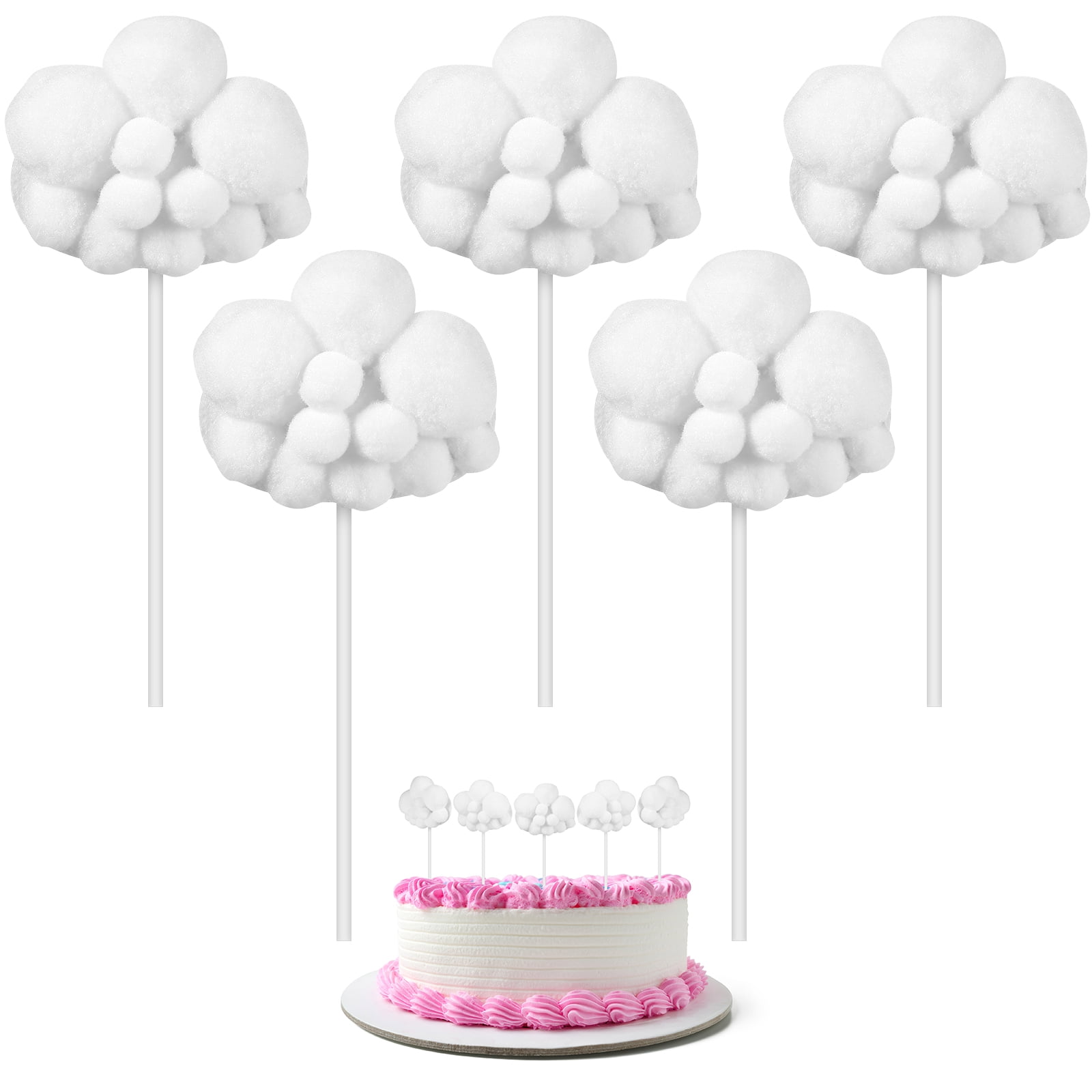5 Pcs Lovely Cloudshape Cupcake Toppers Birthday Theme Party Cake Decorations