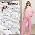 thumbnail image 6 of Glofpot Workout Sets for Women 2 Piece Outfits, Mock Neck Sweatshirt Long Sleeve Pullover Tracksuit, Wide Leg Trousers with Pockets, Matching Lounge Set, Airport Outfit, Pink Gradient Sweat Suit, 6 of 7