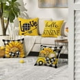 thumbnail image 2 of 1PC Summer Hello Sunshine Sunflower Truck Buffalo Plaid Throw Pillow Covers, 18 x 18 Inch Live Summer Cushion Case for Sofa Couch, 2 of 6