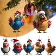thumbnail image 5 of SLYNSHome Christmas Chicken Ornament,3.1 Inch Rooster with Santa Hat Sign Xmas Tree 2D Flat Acrylic Chicken Hanging Pendants for Car Rearview Mirror Backpacks Christmas Decoration, 5 of 6