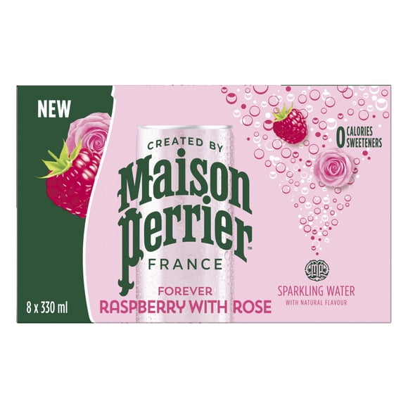 MAISON PERRIER Infiniment Framboise avec rose, boisson à l’eau pétillante, arôme naturel de Framboise avec rose