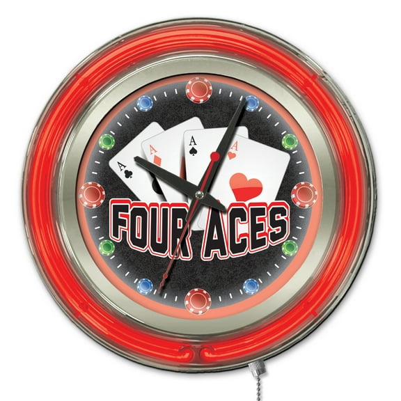 4 Aces 15" Double Neon Wall Clock