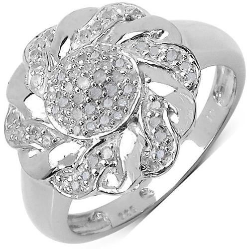 Malaika .925 Sterling Silver 0.34 Carat Genuine White Diamond Ring ...